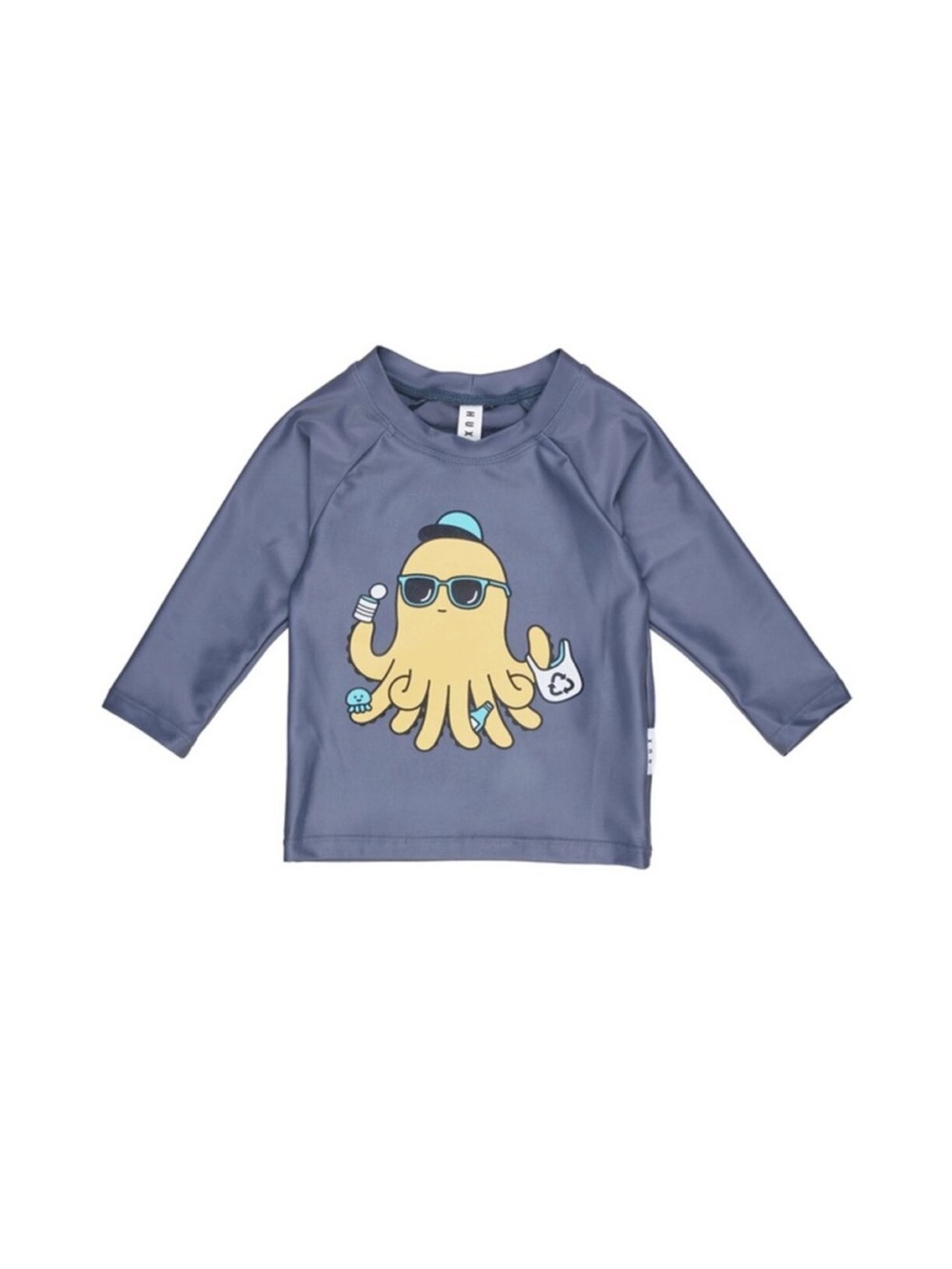 Huxbaby Unisex SPF Octopus Blue Gray Rashguard Swim Top